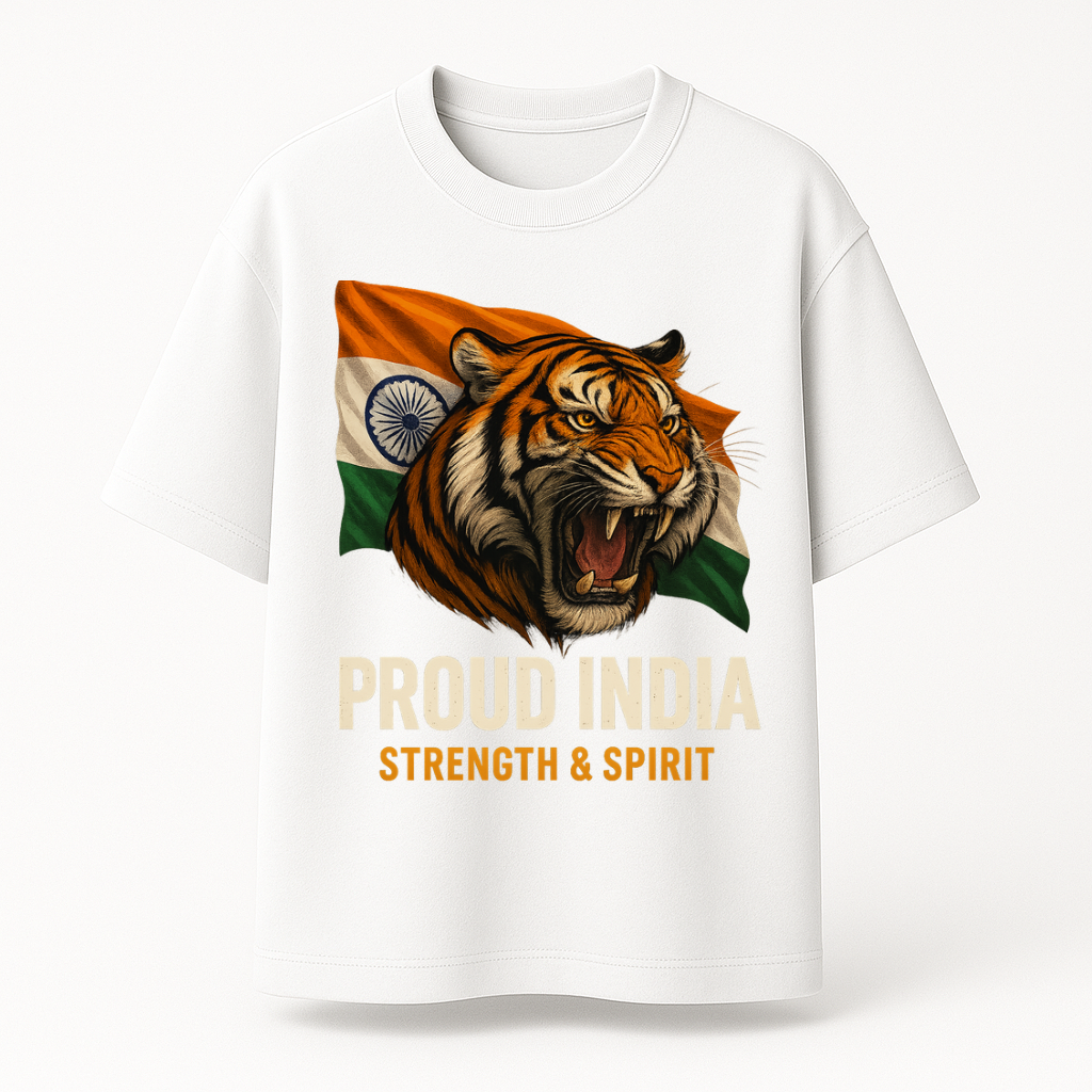 Proud India Oversized T-Shirt โ Strength & Spirit | 220 GSM | 100% Cotton Premium Streetwear