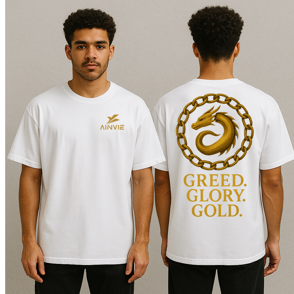 GREED. GLORY. GOLD -- Oversized Premium Black Tee