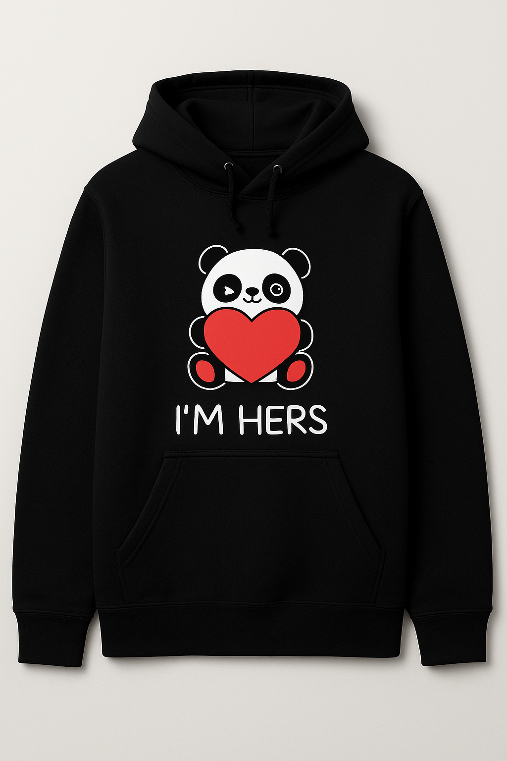 AINVIE “I’M HERS” Panda Hoodie – Couple Edition (Black & White)