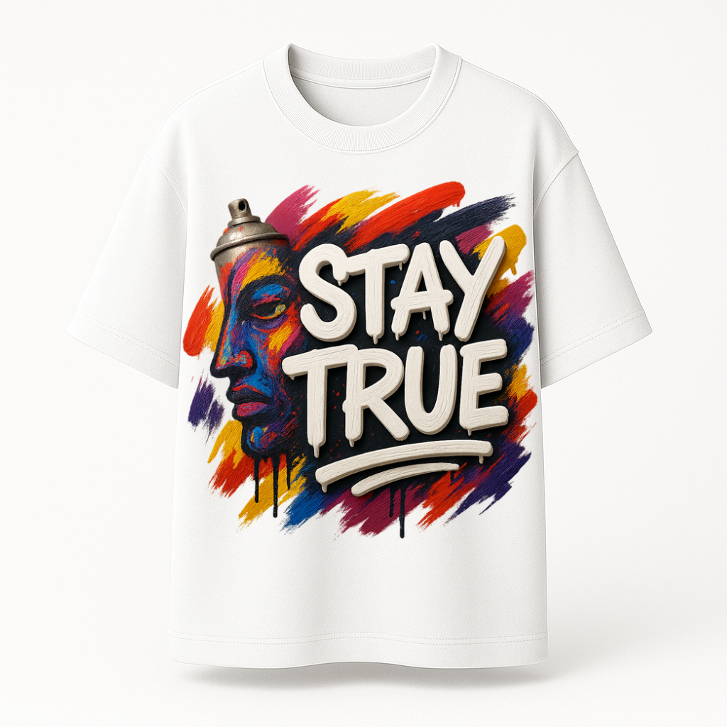 Stay True Oversized T-Shirt – Graffiti Edition | 220 GSM | 100% Cotton Premium Streetwear