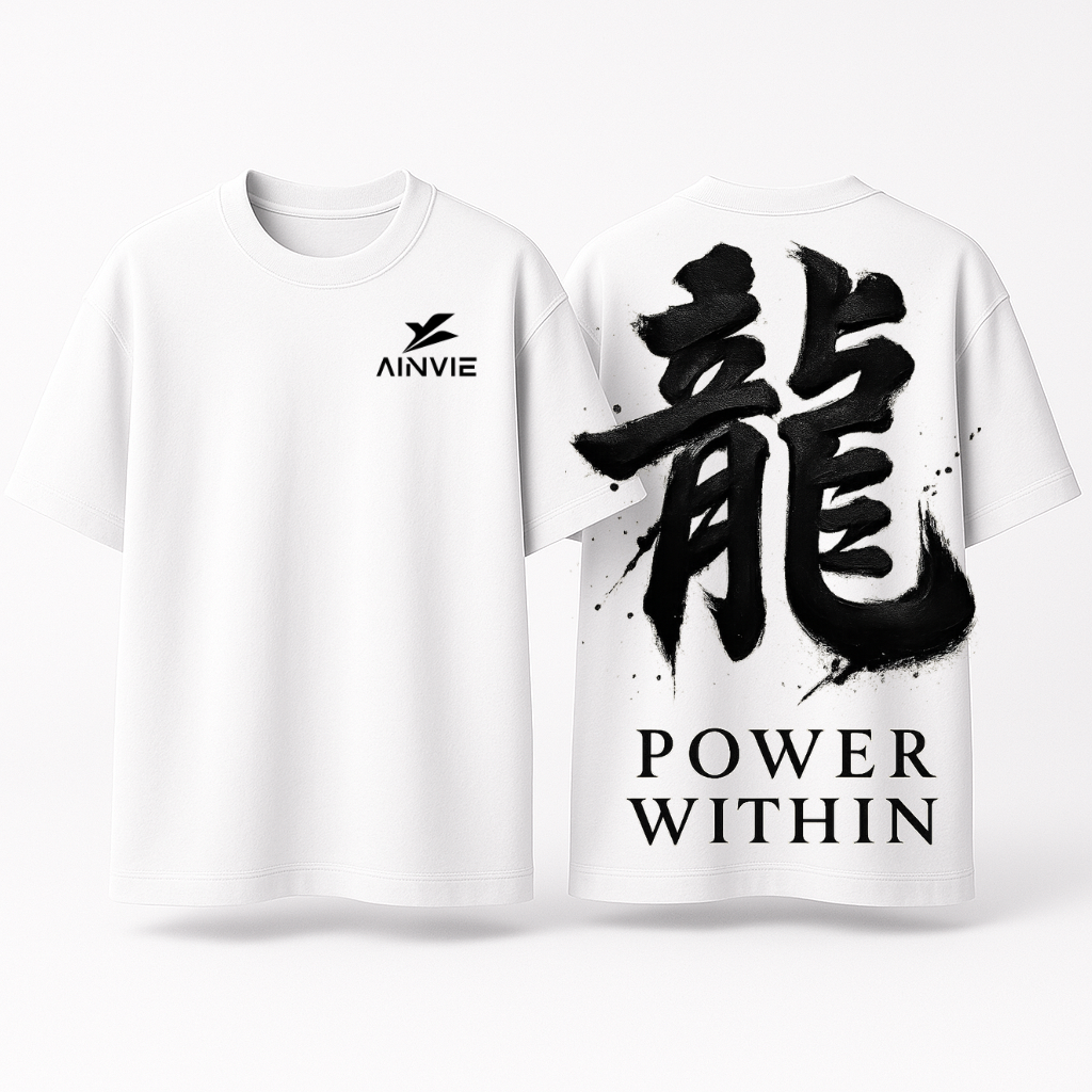 Power Within Dragon Kanji Oversized T-Shirt – 220 GSM | 100% Cotton Premium Streetwear