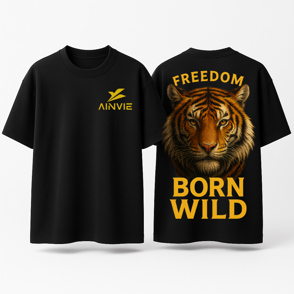 Freedom Born Wild Tiger Oversized T-Shirt β 220 GSM | 100% Cotton Premium Streetwear