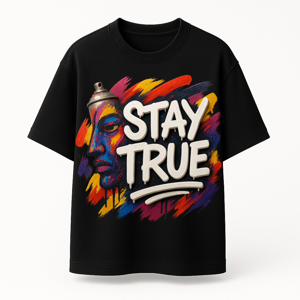 Stay True Oversized T-Shirt – Graffiti Edition | 220 GSM | 100% Cotton Premium Streetwear