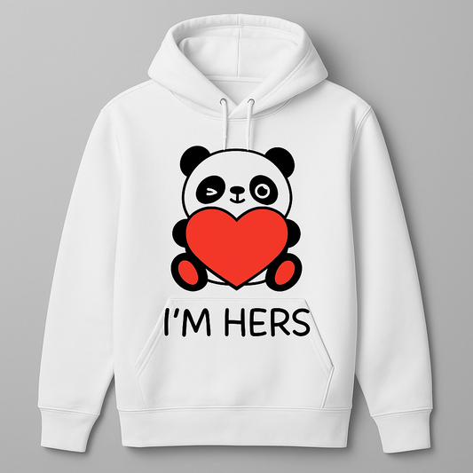 AINVIE “I’M HERS” Panda Hoodie – Couple Edition (Black & White)