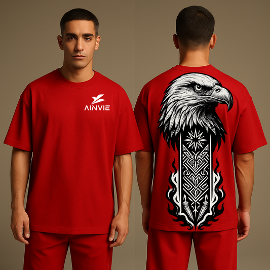 EAGLE RISE --Oversized Premium Black Tee By AINVIE