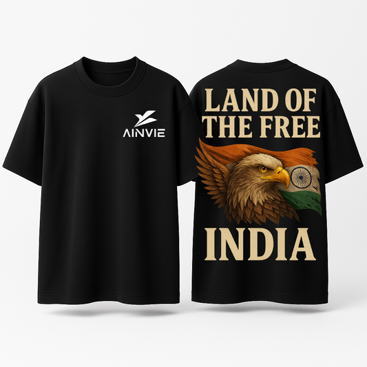 Land of the Free India Oversized T-Shirt – 220 GSM | 100% Cotton Premium Streetwear