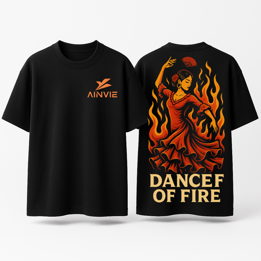Dance of Fire Oversized T-Shirt – 220 GSM | 100% Cotton Premium Streetwear