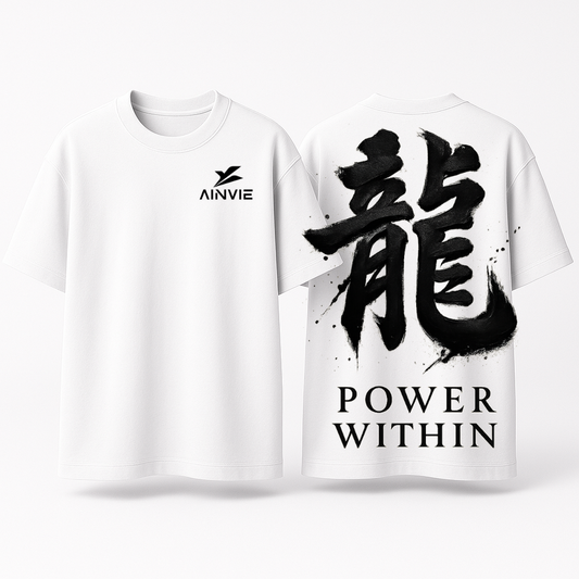 Power Within Dragon Kanji Oversized T-Shirt – 220 GSM | 100% Cotton Premium Streetwear