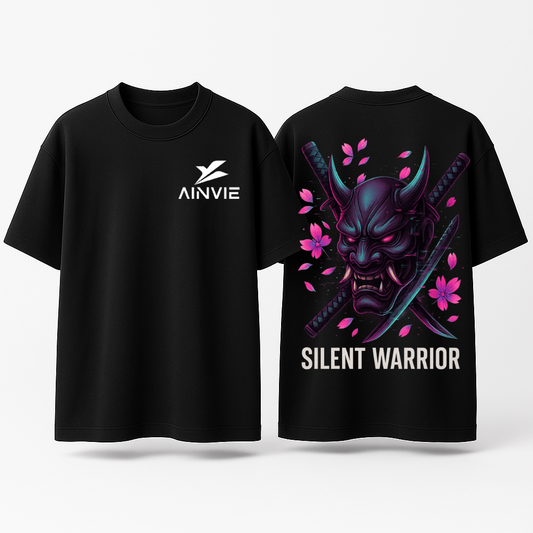 Silent Warrior Oversized T-Shirt – 220 GSM | 100% Cotton Premium Streetwear