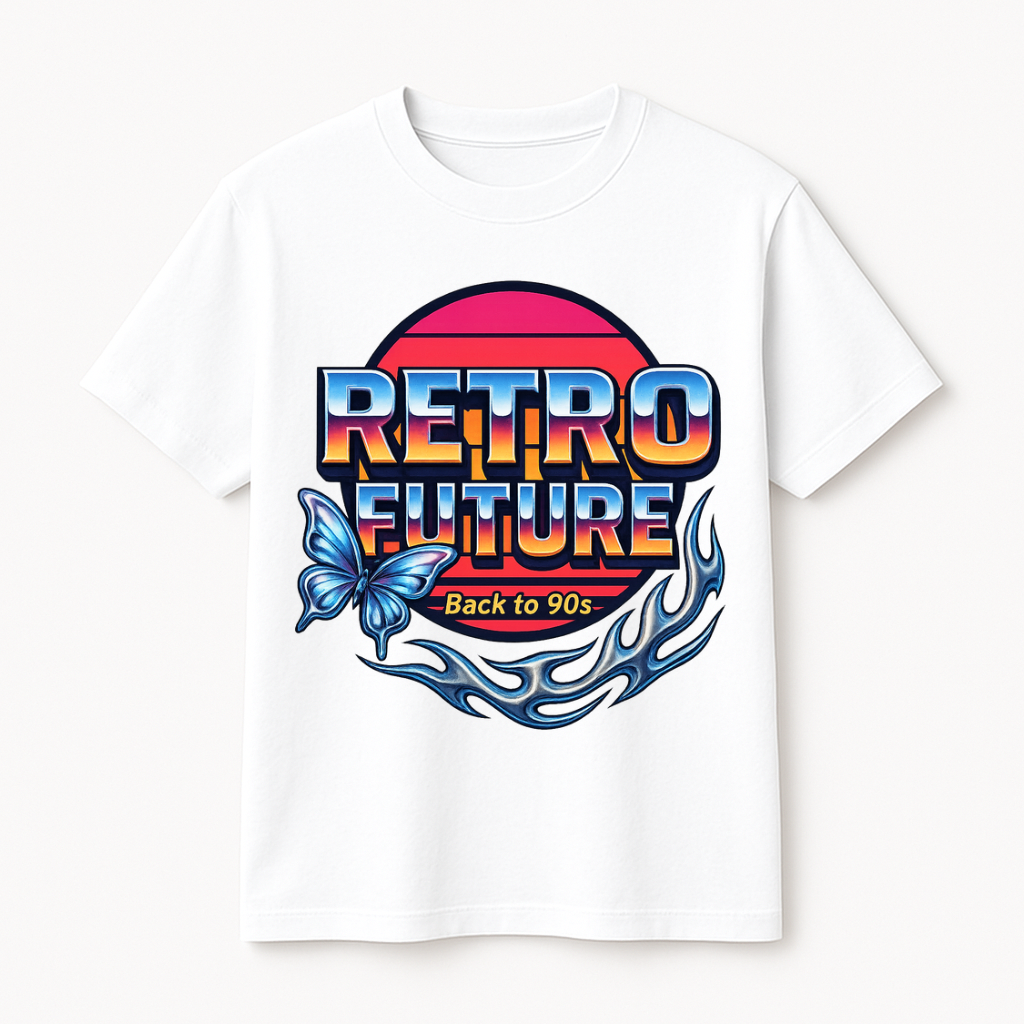 Retro Future Regular Fit T-Shirt – Back to 90s | 180 GSM | 100% Cotton Streetwear