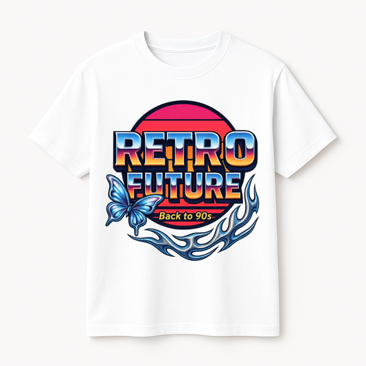 Retro Future Regular Fit T-Shirt – Back to 90s | 180 GSM | 100% Cotton Streetwear