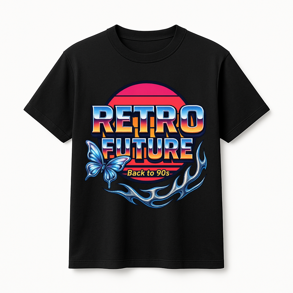 Retro Future Regular Fit T-Shirt – Back to 90s | 180 GSM | 100% Cotton Streetwear