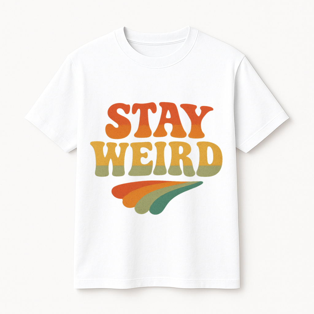 Stay Weird Regular Fit T-Shirt – Retro Vibes | 180 GSM | 100% Cotton