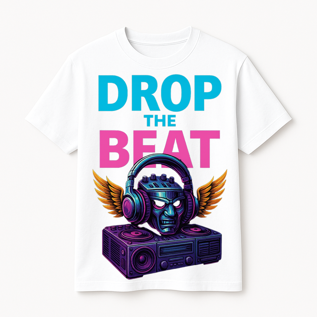 DROP THE BEAT – Graphic Unisex T-Shirt | 100% Cotton | Regular Fit (180 GSM)
