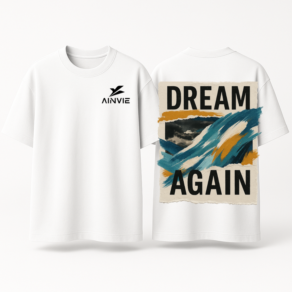 Title: AINVIE “Dream Again” Oversized Premium T-Shirt – 220 GSM | 100% Cotton