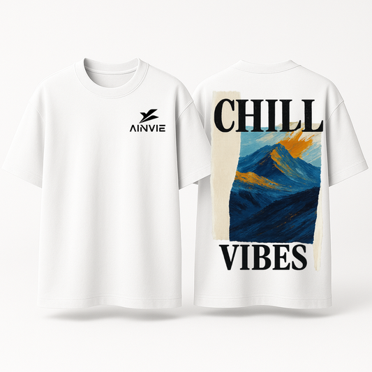 AINVIE “Chill Vibes” Oversized Premium T-Shirt – 220 GSM | 100% Cotton