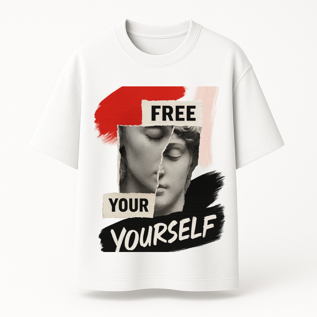 AINVIE “Free Your Yourself” Oversized Premium T-Shirt | 220 GSM | 100% Cotton