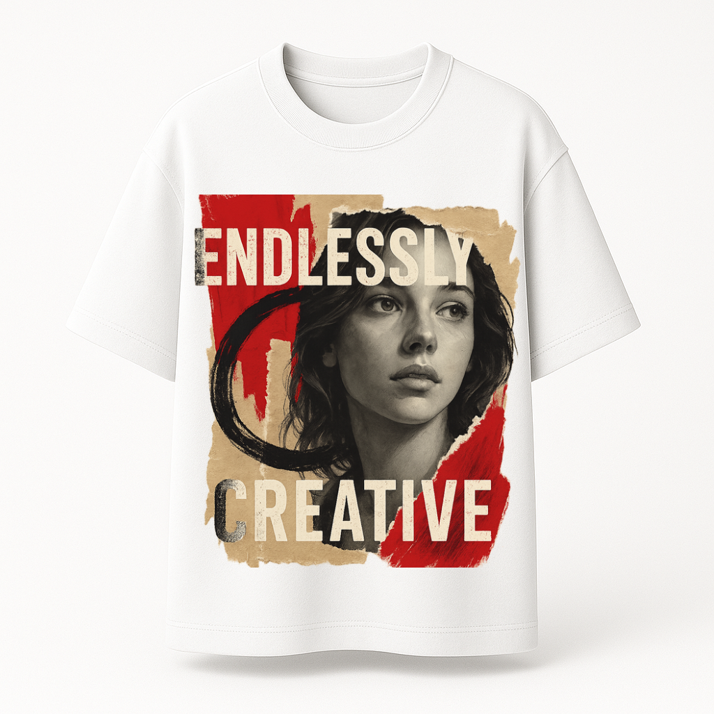 AINVIE “Endlessly Creative” Oversized Premium T-Shirt – 220 GSM | 100% Cotton