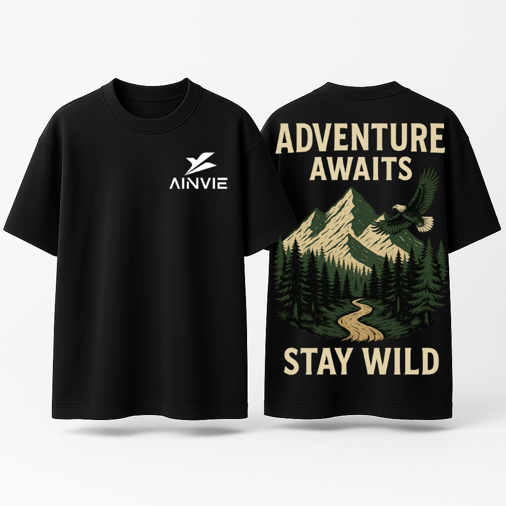 Adventure Awaits Stay Wild Oversized T-Shirt – 220 GSM | 100% Cotton Premium Streetwear