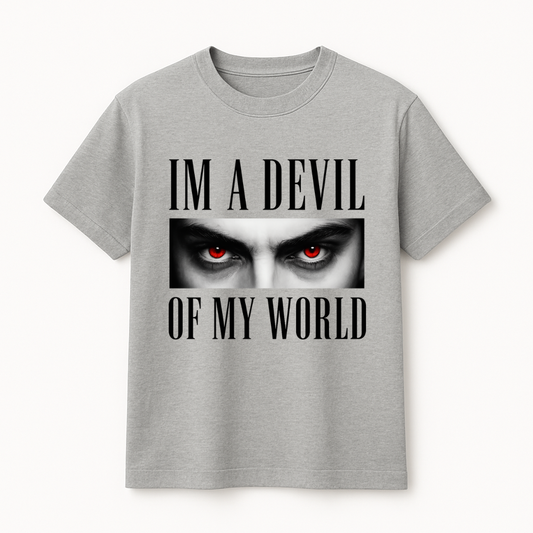 I’M A DEVIL OF MY WORLD – Red Eye Graphic T-Shirt (Regular Fit)