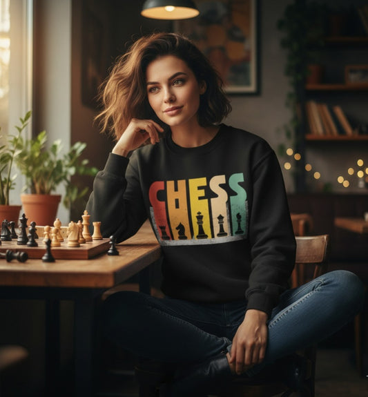 Retro Chess Master Sweatshirt – Premium 350 GSM Cotton Fleece