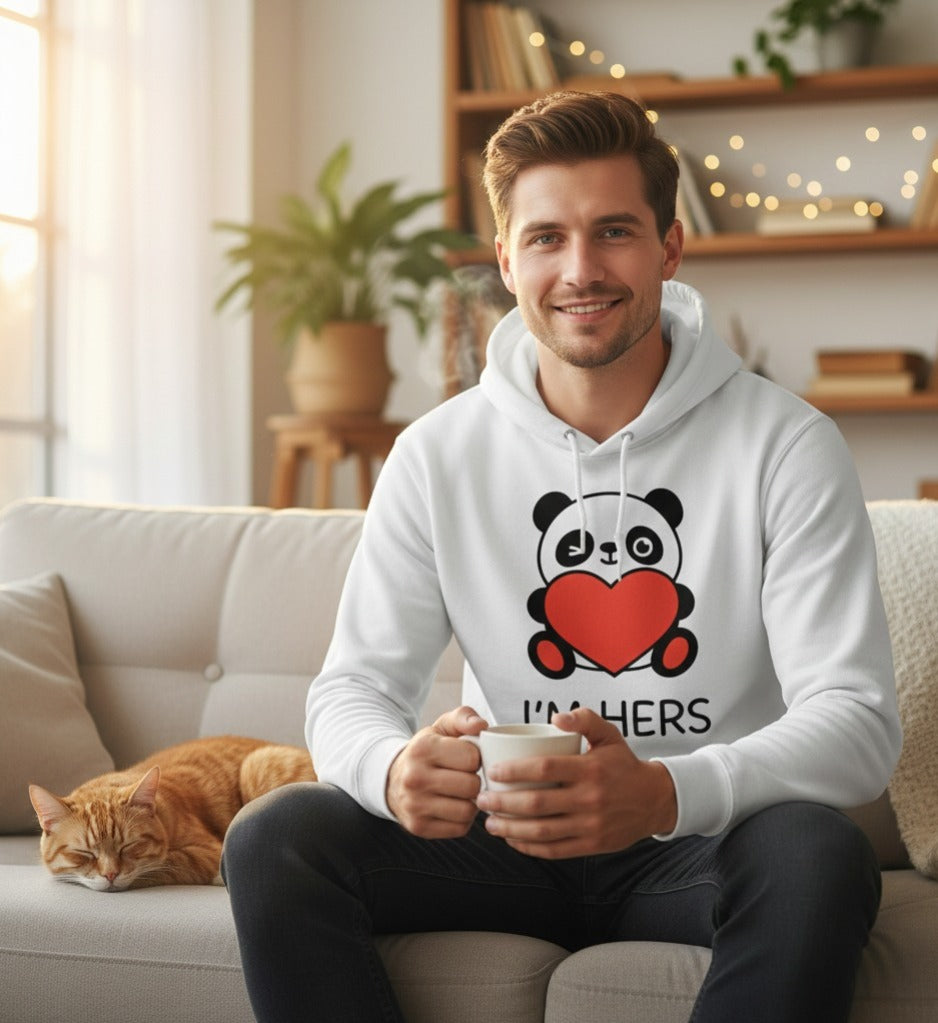AINVIE “I’M HERS” Panda Hoodie – Couple Edition (Black & White)